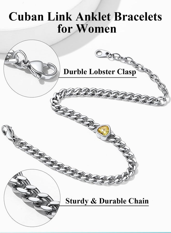 ChainsHouse Stainless Steel Cuban Chain Anklet for Women June Heart Birthstone Stainless Steel Anklet - Image 4